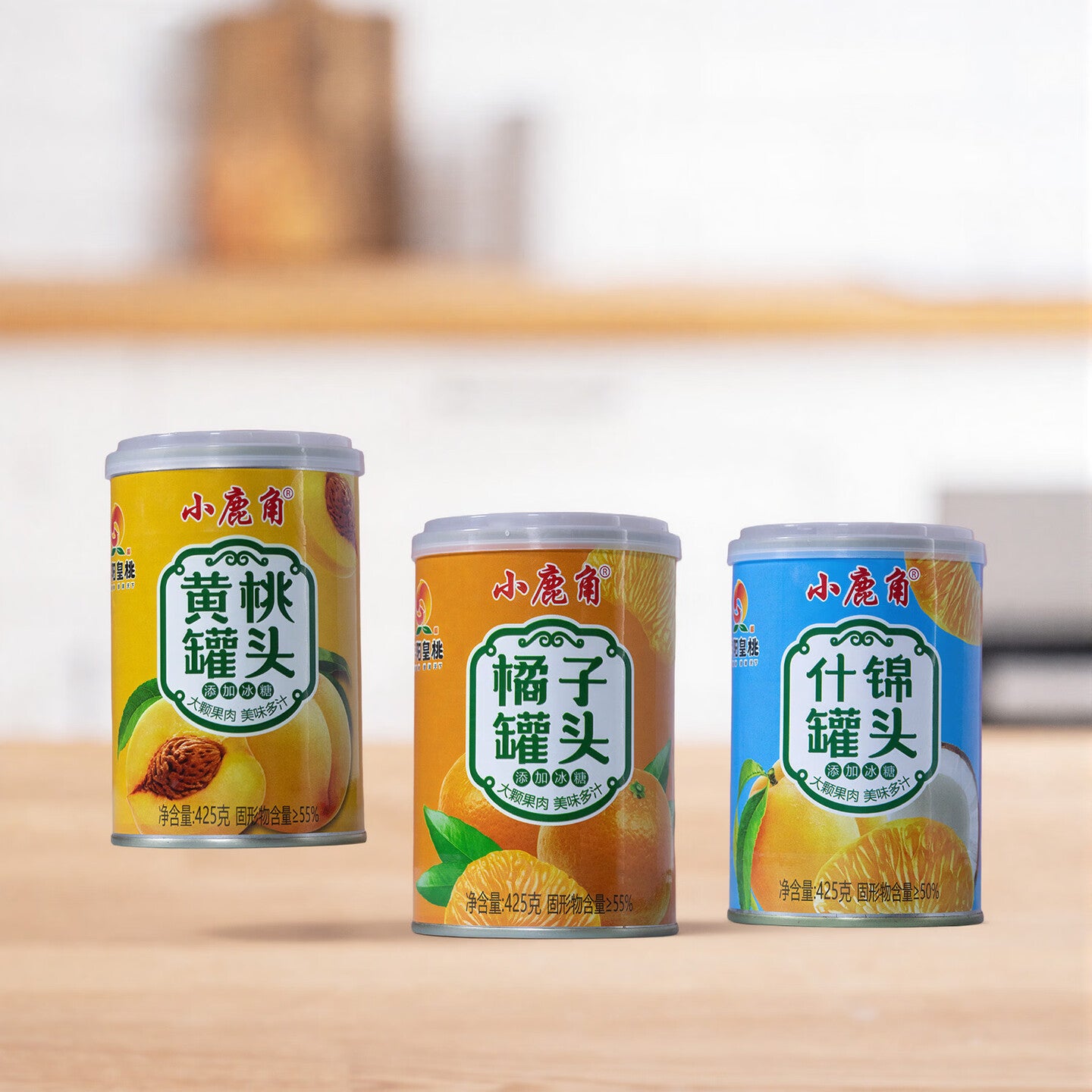 小鹿角425*12罐铁罐黄桃罐头果肉浓郁口感Q甜多汁橘子梨子什锦多种口味 425g*12罐橘子罐头