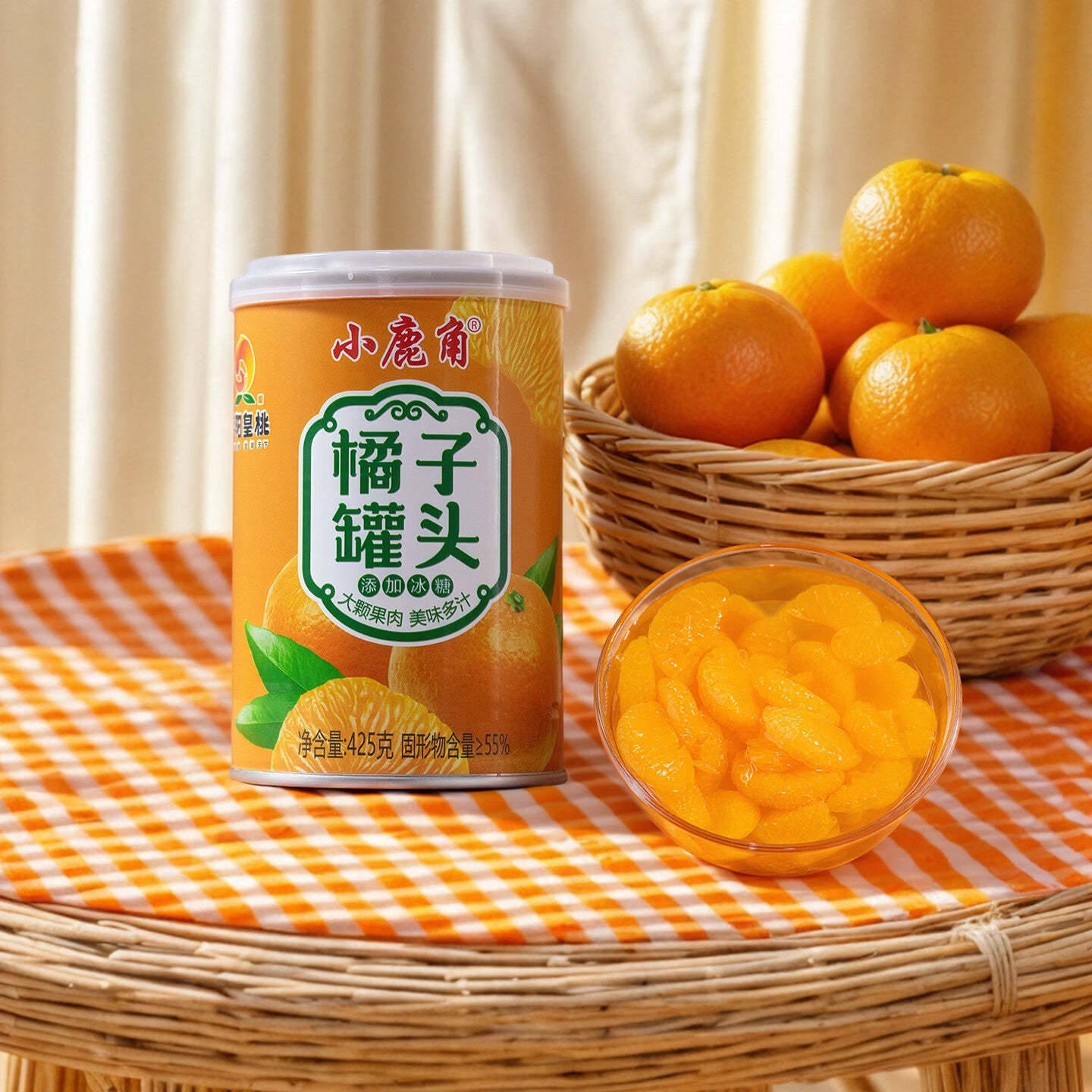 小鹿角425*12罐铁罐黄桃罐头果肉浓郁口感Q甜多汁橘子梨子什锦多种口味 425g*12罐黄桃罐头