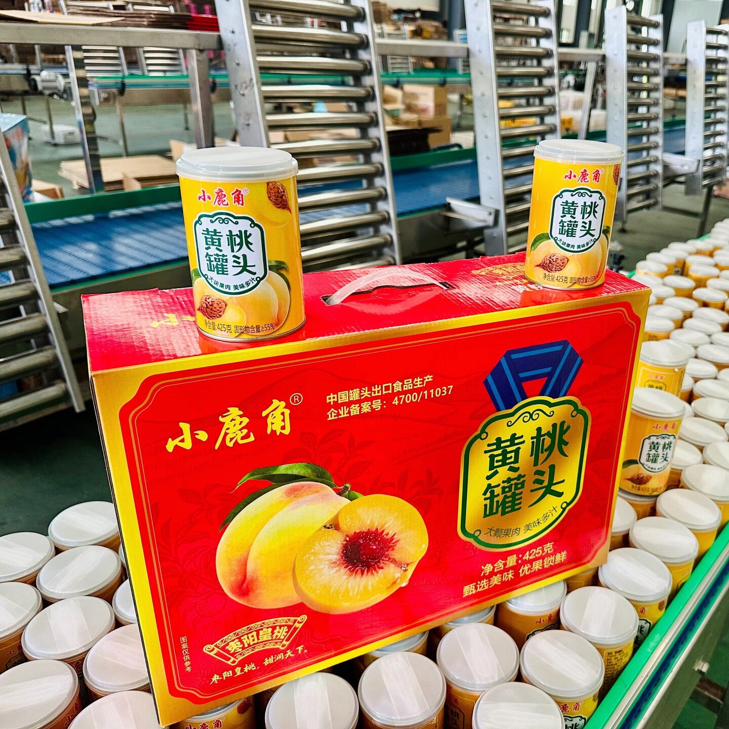 小鹿角425铁罐黄桃罐头礼盒高端大气果肉浓郁口感Q甜多汁 425g*8罐礼盒黄桃罐头