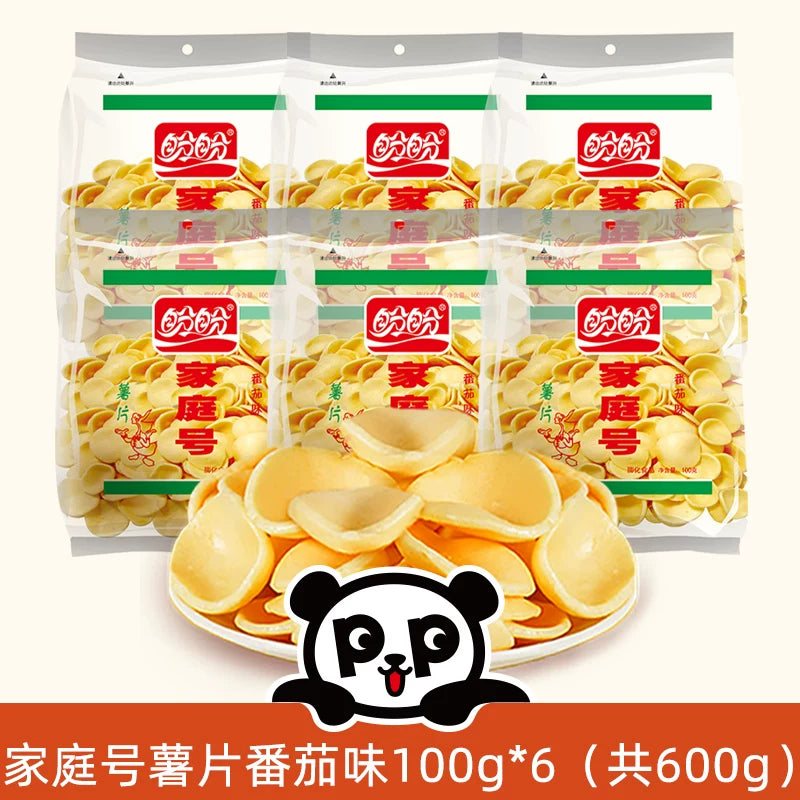 盼盼家庭号薯片虾条超大包办公室解馋休闲零食老式回忆大礼包虾片