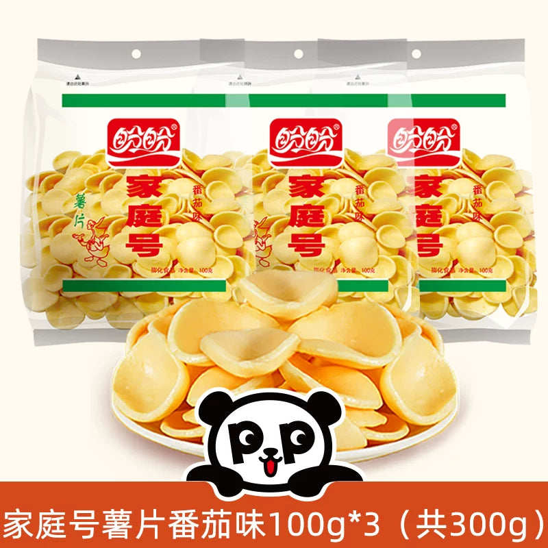 盼盼家庭号薯片虾条超大包办公室解馋休闲零食老式回忆大礼包虾片